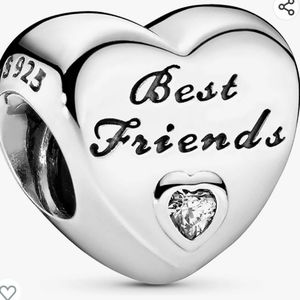 PANDORA Jewelry Friendship Heart Cubic Zirconia Charm in Sterling Silver